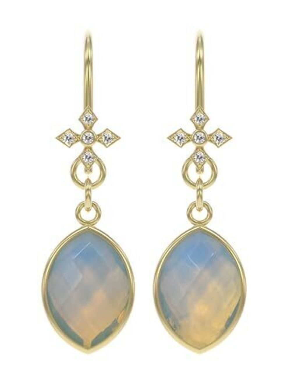 6329 Opalite Earrings in Marquise Shape - 18K Gold Vermeil, Certified 925